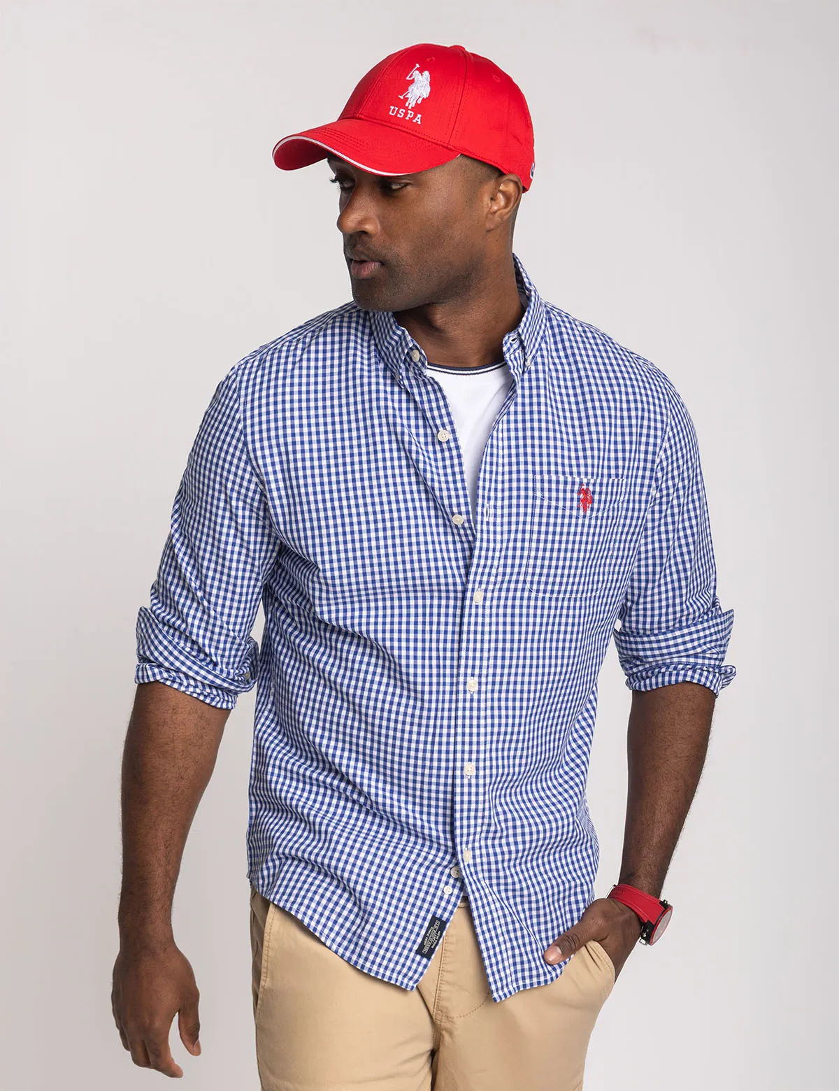 LONG SLEEVE GINGHAM YARN DYE POPLIN SHIRT sold by U.S. Polo Assn.