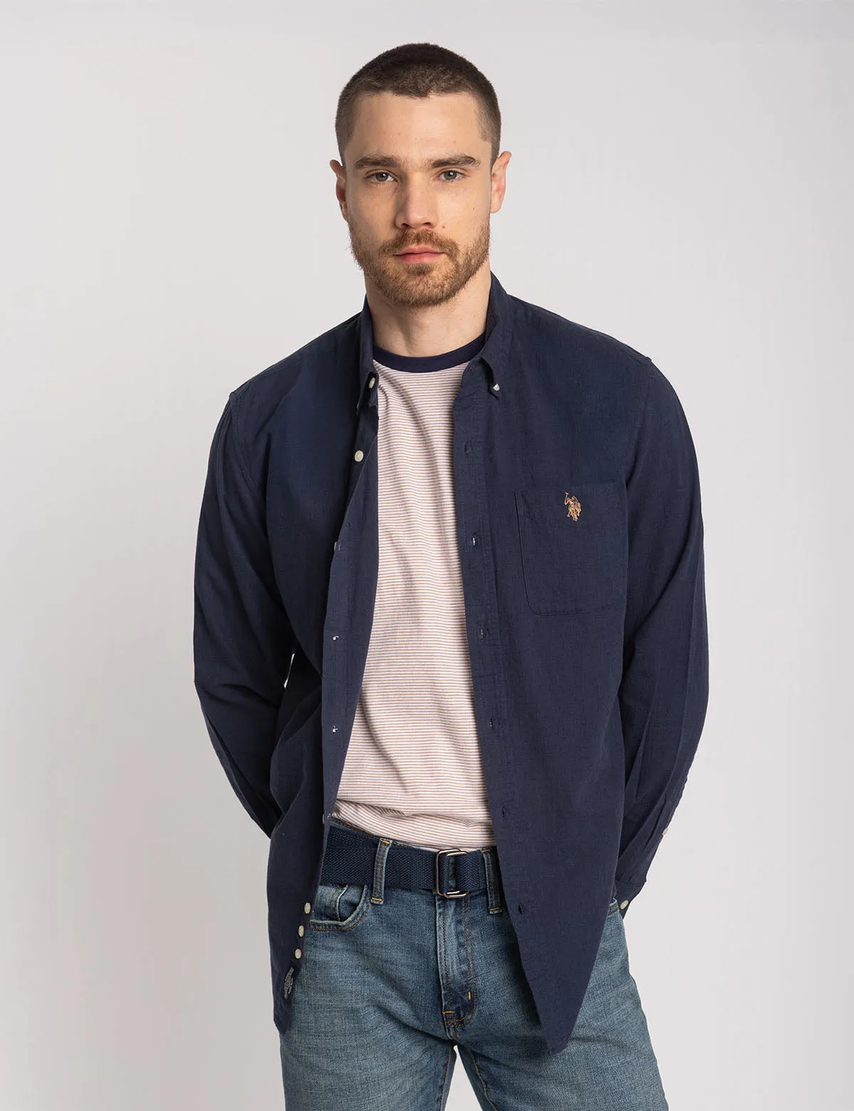 LONG SLEEVE SOFT LINEN BLEND SHIRT sold by U.S. Polo Assn.