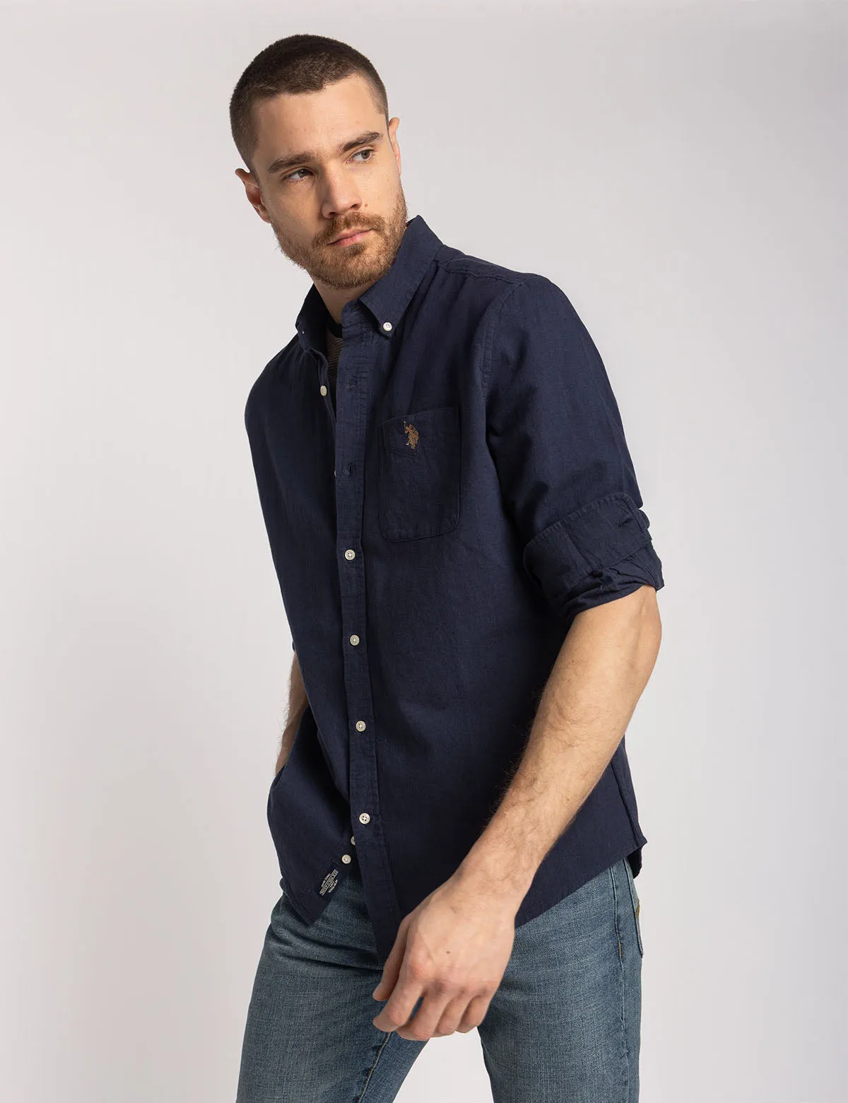LONG SLEEVE SOFT LINEN BLEND SHIRT sold by U.S. Polo Assn. product image thumbnail 2