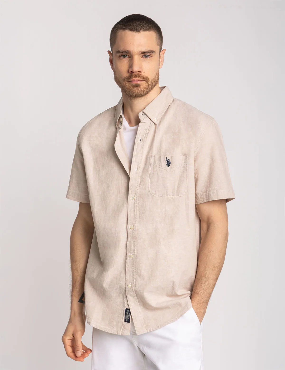 SHORT SLEEVE SOFT LINEN BLEND SHIRT sold by U.S. Polo Assn.