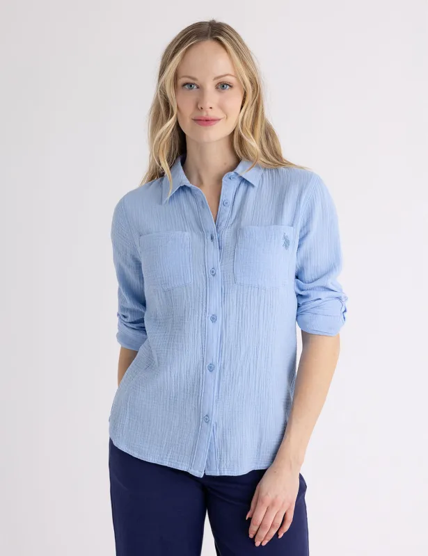 LONG SLEEVE CRINKLE GAUZE SHIRT made by U.S. Polo Assn.