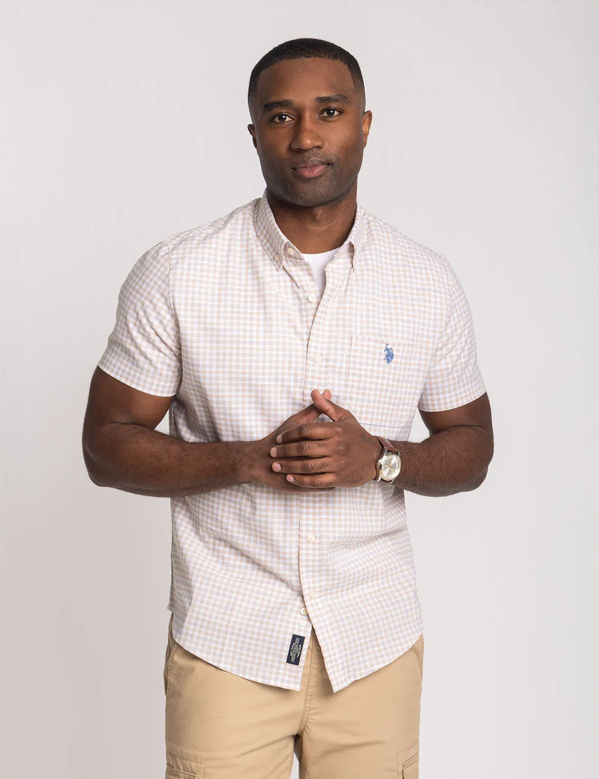 SHORT SLEEVE PLAID POPLIN SHIRT WITH POCKET sold by U.S. Polo Assn. product image thumbnail 3