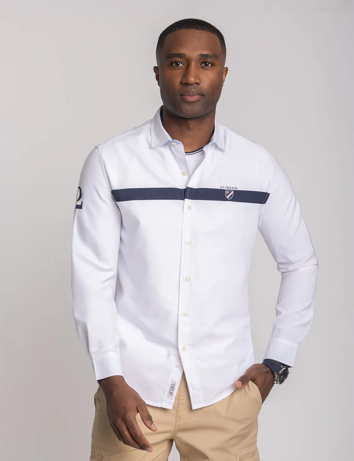 LONG SLEEVE CHEST STRIPE OXFORD SHIRT sold by U.S. Polo Assn.