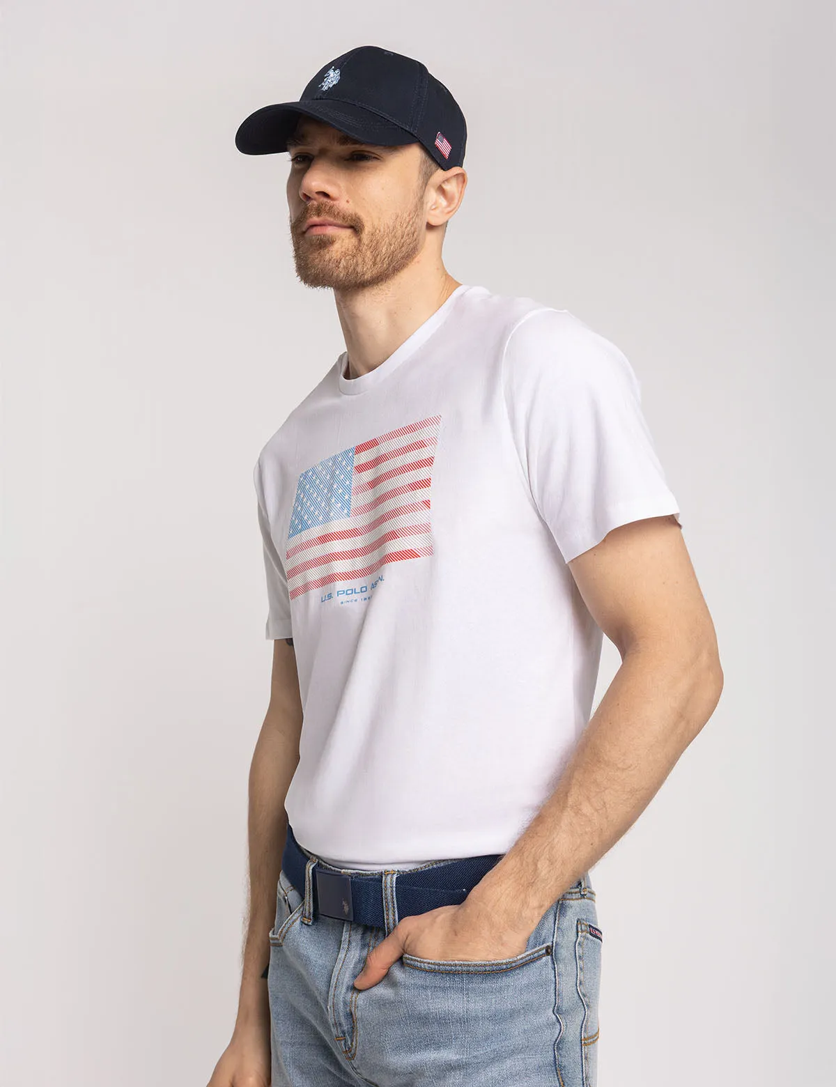 DIAGONAL STRIPES FLAG GRAPHIC T-SHIRT sold by U.S. Polo Assn.