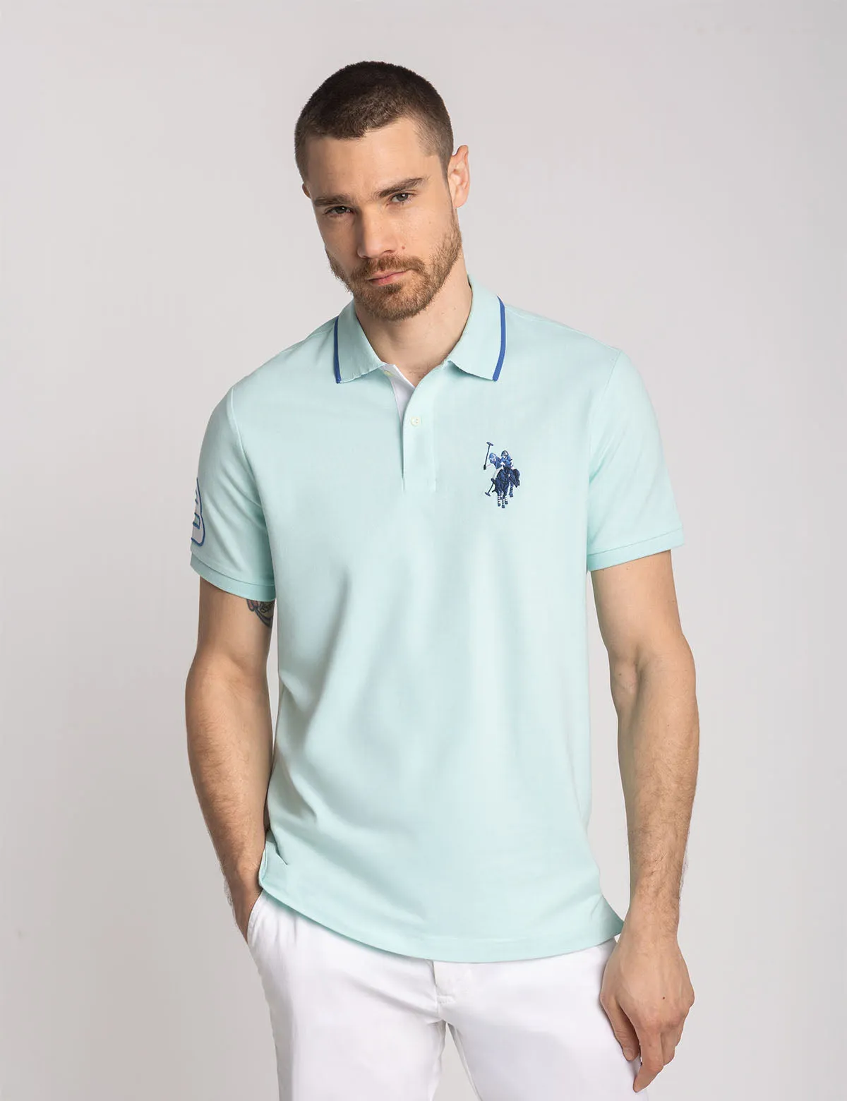SLIM FIT BIG LOGO MULTI-TONAL POLO SHIRT sold by U.S. Polo Assn.