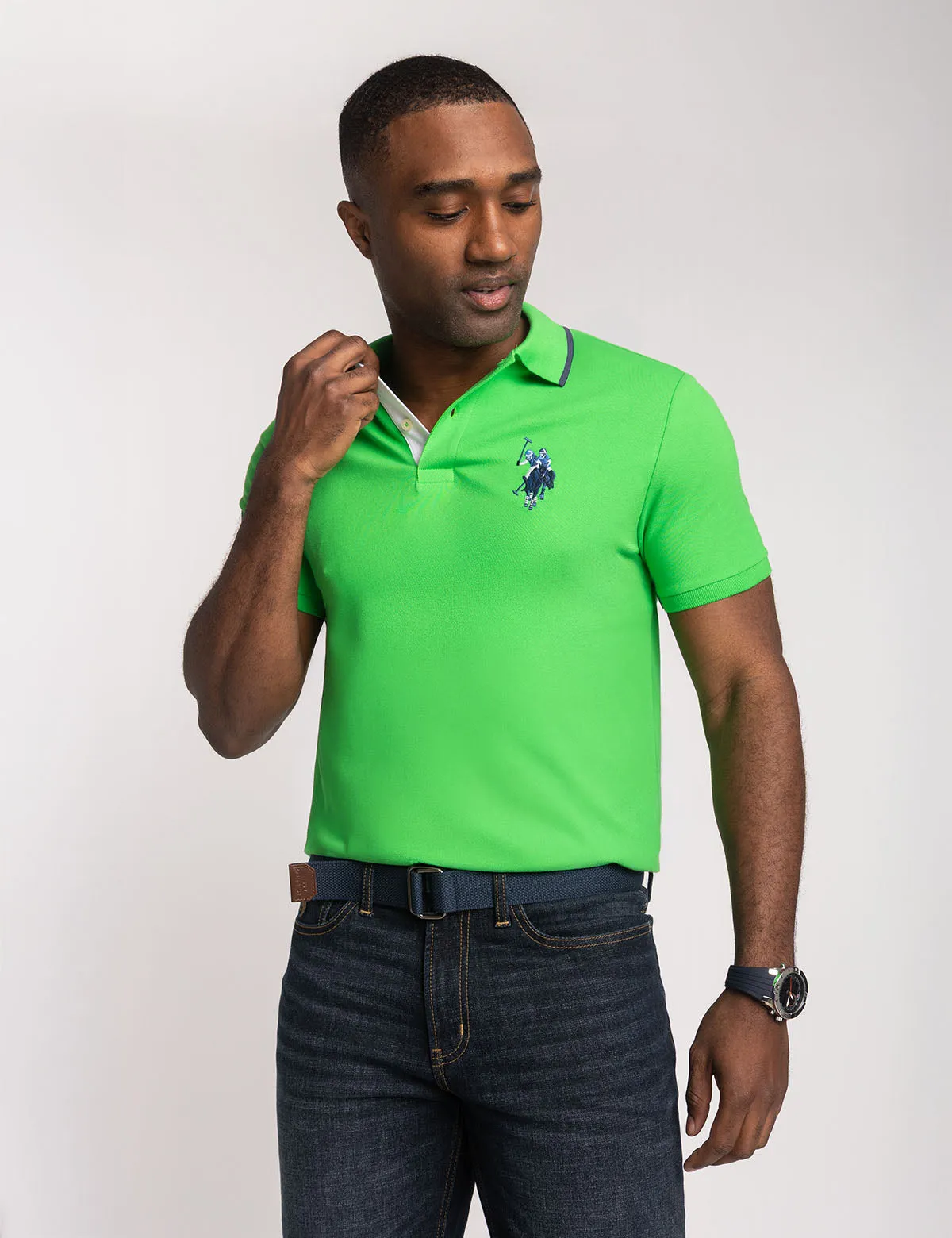 SLIM FIT BIG LOGO MULTI-TONAL POLO SHIRT sold by U.S. Polo Assn. product image thumbnail 5