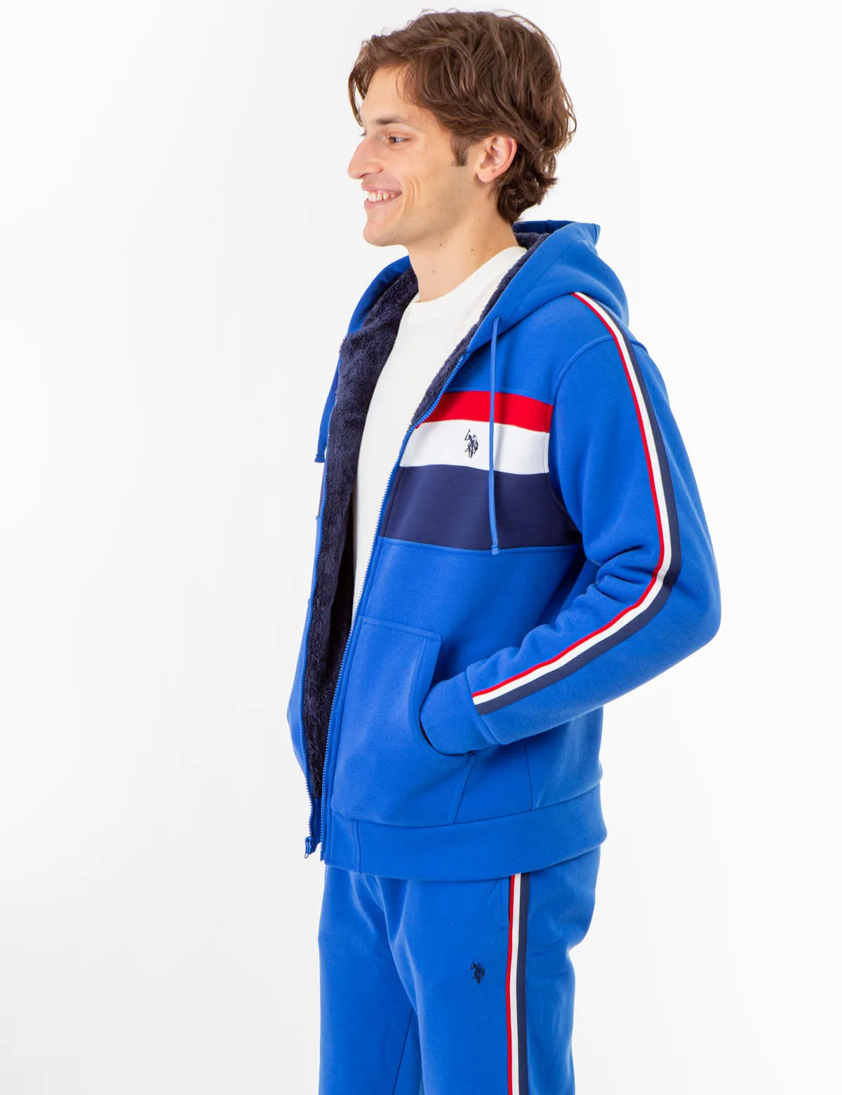 SIGNATURE STRIPE COLORBLOCK SHERPA HOODIE sold by U.S. Polo Assn. product image thumbnail 3