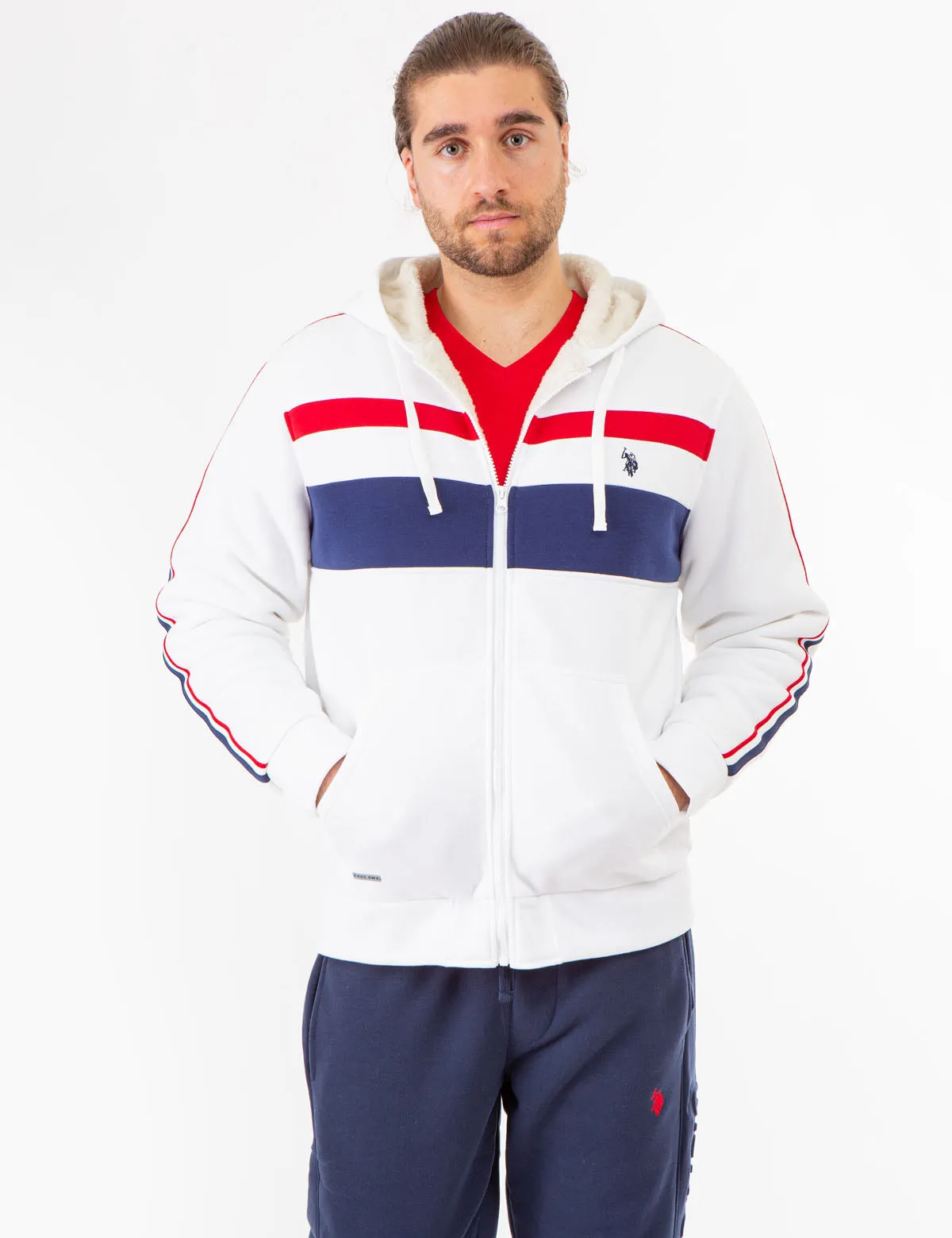 SIGNATURE STRIPE COLORBLOCK SHERPA HOODIE sold by U.S. Polo Assn. product image thumbnail 5