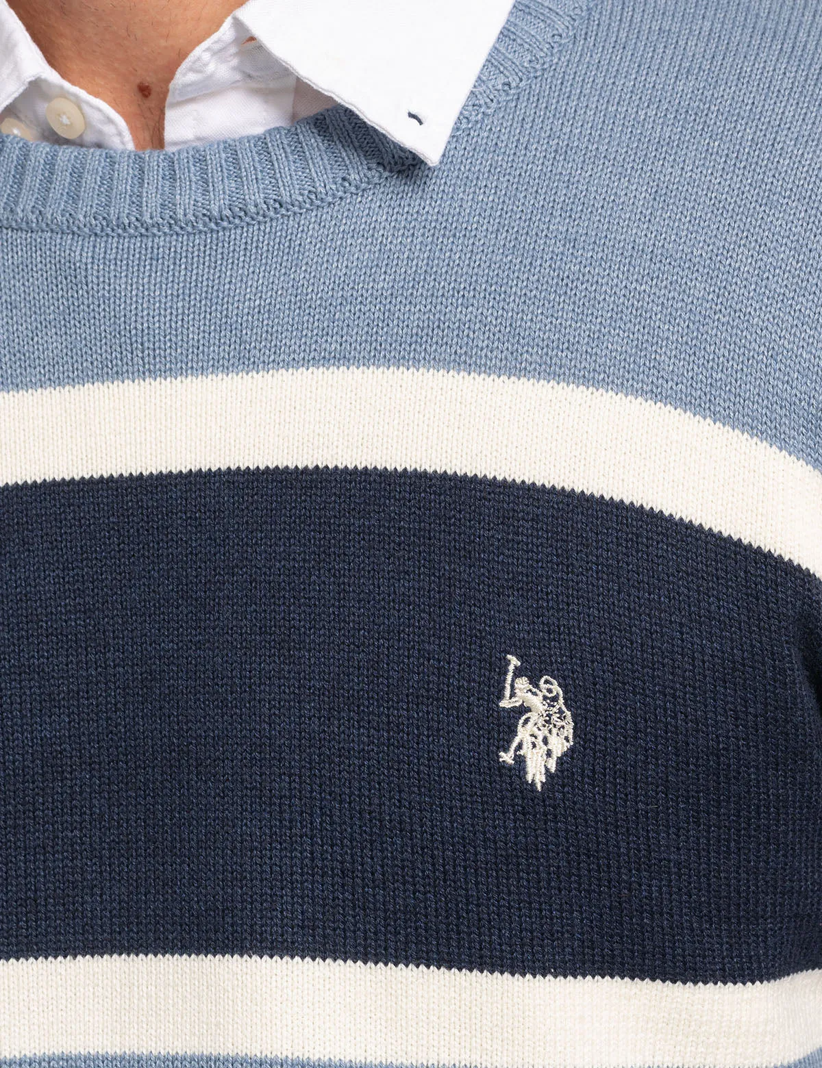 SOFT ENGINEERED STRIPE CREW NECK SWEATER sold by U.S. Polo Assn. product image thumbnail 3