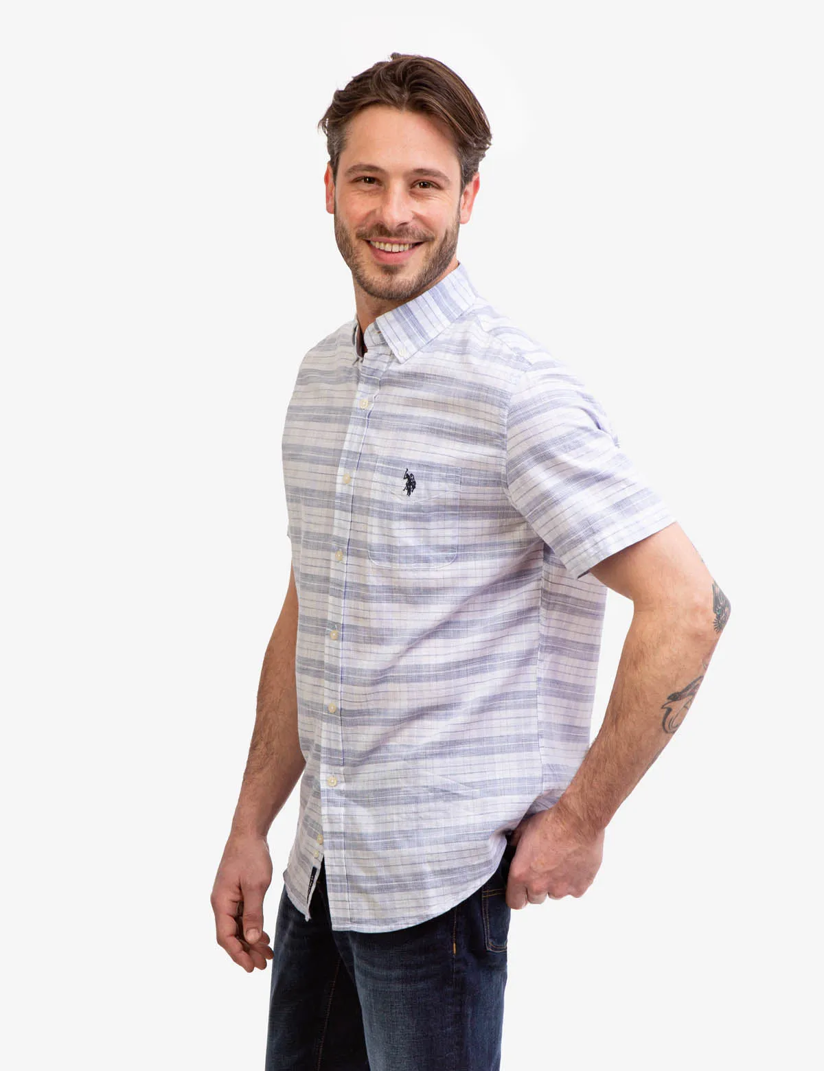 SPACE DYE DOBBY PLAID SHIRT sold by U.S. Polo Assn. product image thumbnail 3