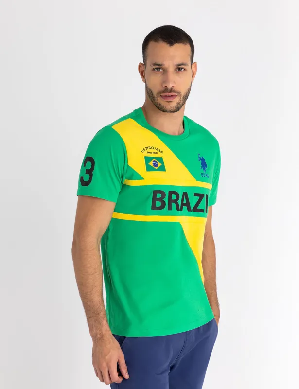 BRAZIL DIAGONAL COLOR BLOCK JERSEY T-SHIRT made by U.S. Polo Assn.