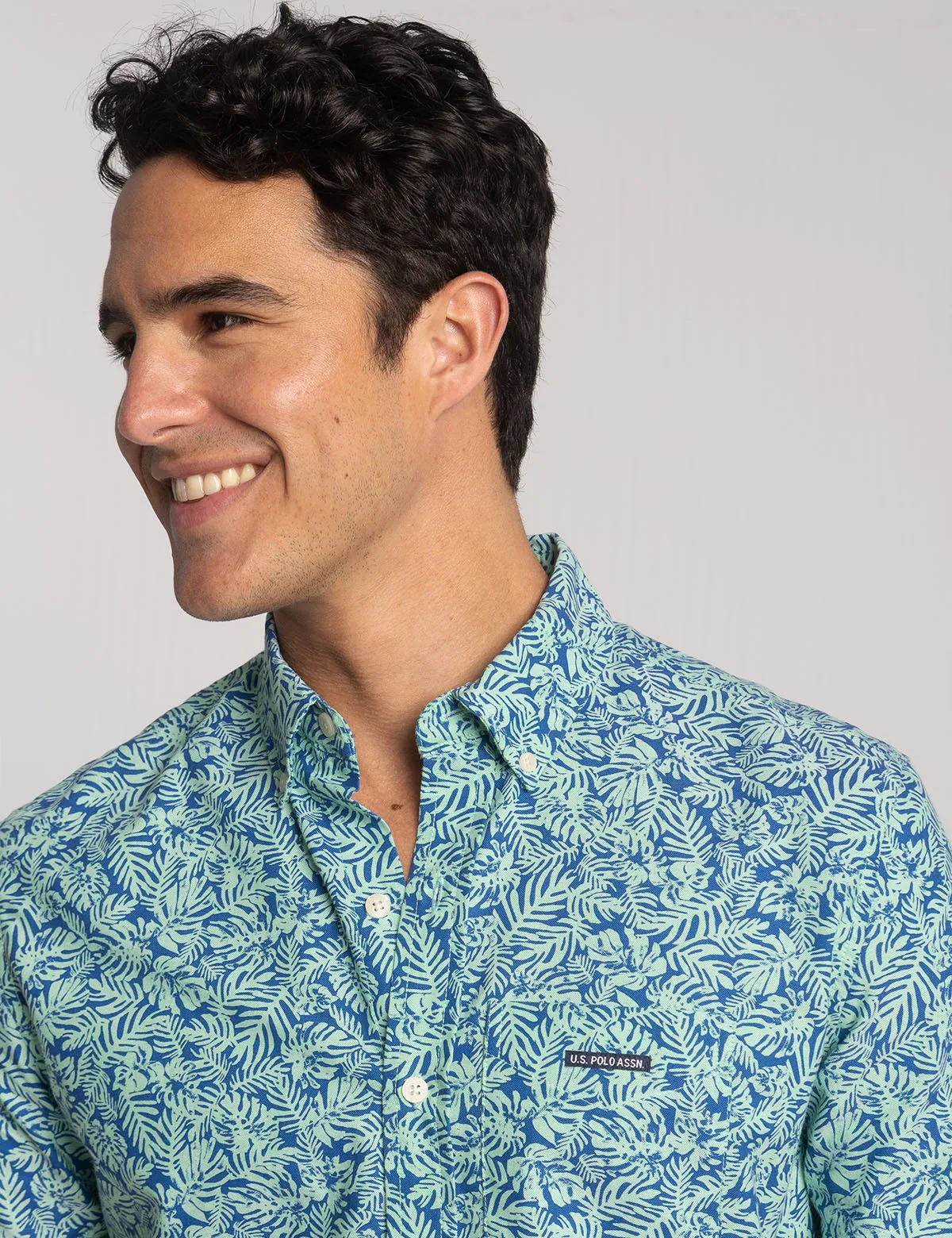 SHORT SLEEVE TROPICAL PRINT OXFORD SHIRT sold by U.S. Polo Assn. product image thumbnail 3