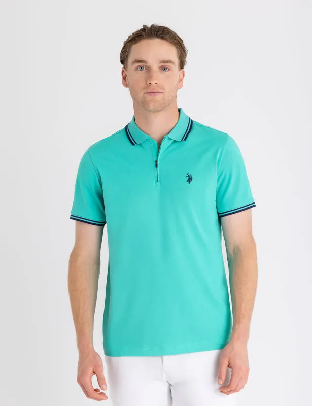 ZIPPER PLACKET TIPPED JERSEY POLO SHIRT sold by U.S. Polo Assn.