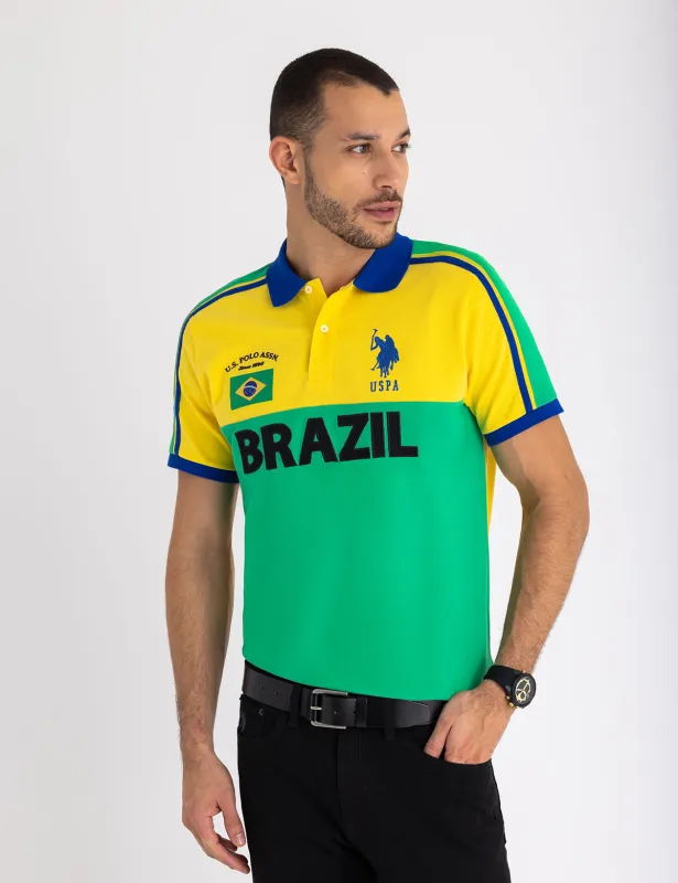 BRAZIL COLOR BLOCK PIQUE POLO SHIRT sold by U.S. Polo Assn.