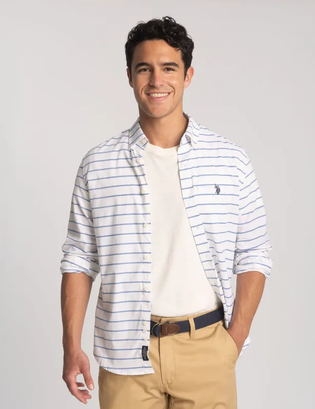 LONG SLEEVE STRETCH SLUB POPLIN SHIRT sold by U.S. Polo Assn.