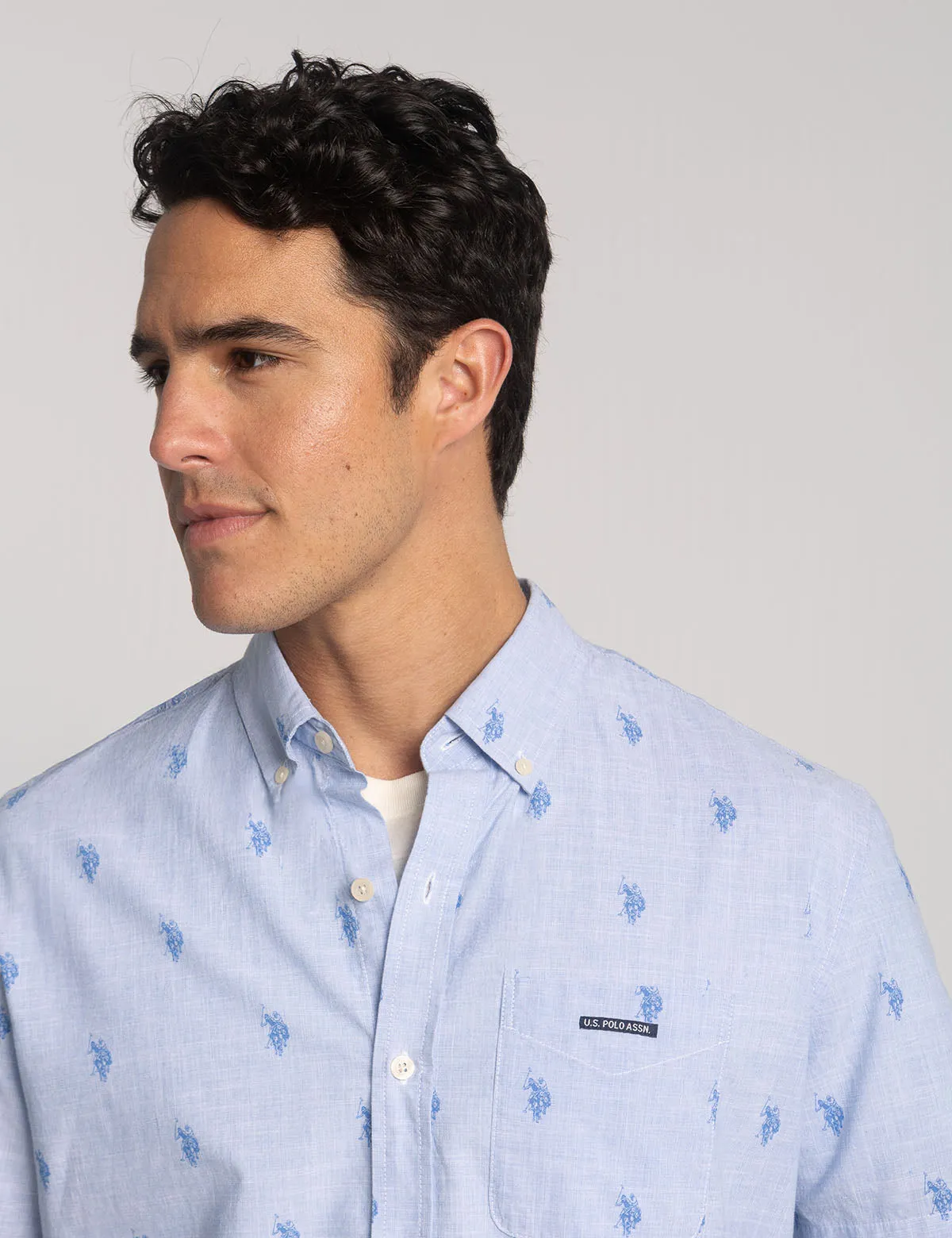 SHORT SLEEVE ALL OVER LOGO POPLIN SHIRT sold by U.S. Polo Assn. product image thumbnail 4