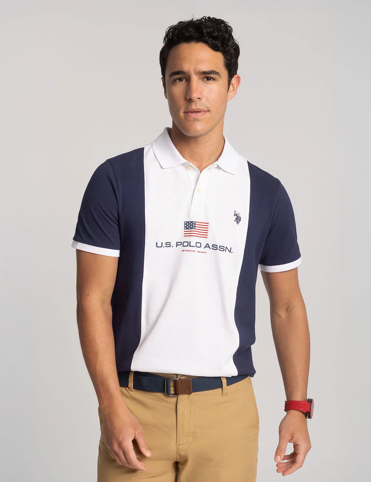 CHEST FLAG COLOR BLOCK PIQUE POLO SHIRT sold by U.S. Polo Assn.