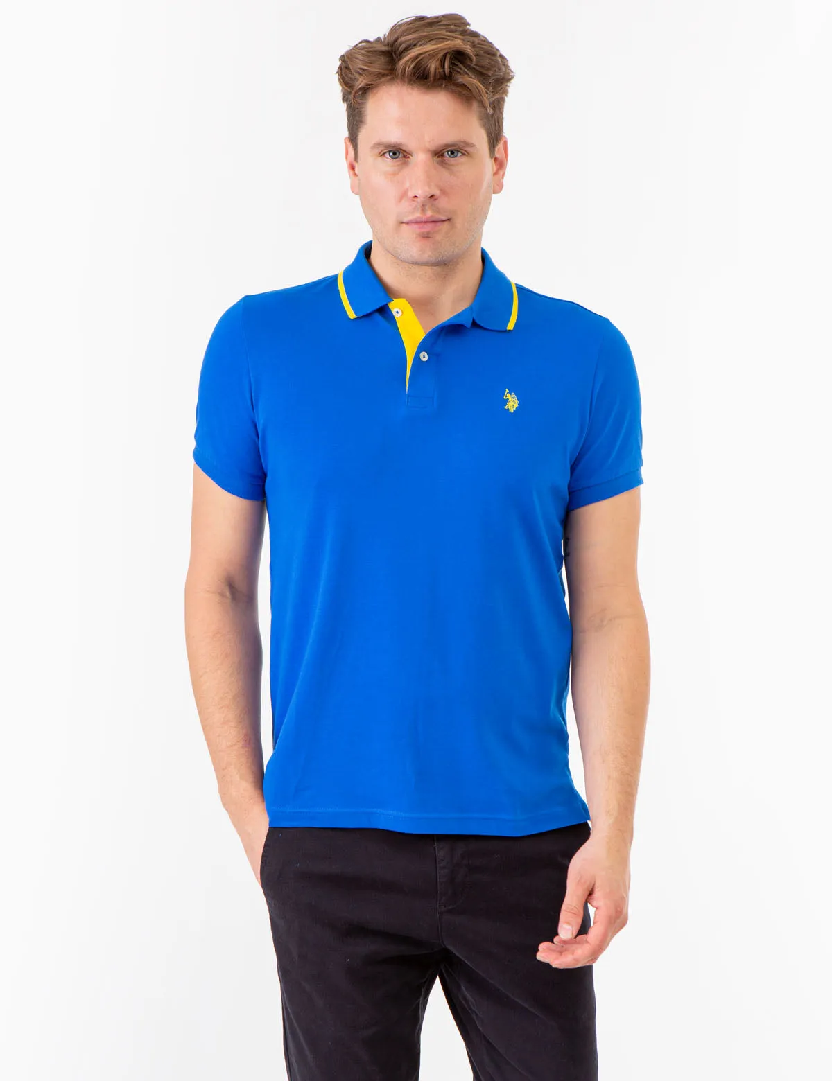 SLIM FIT STRETCH PIQUE SOLID POLO SHIRT sold by U.S. Polo Assn.