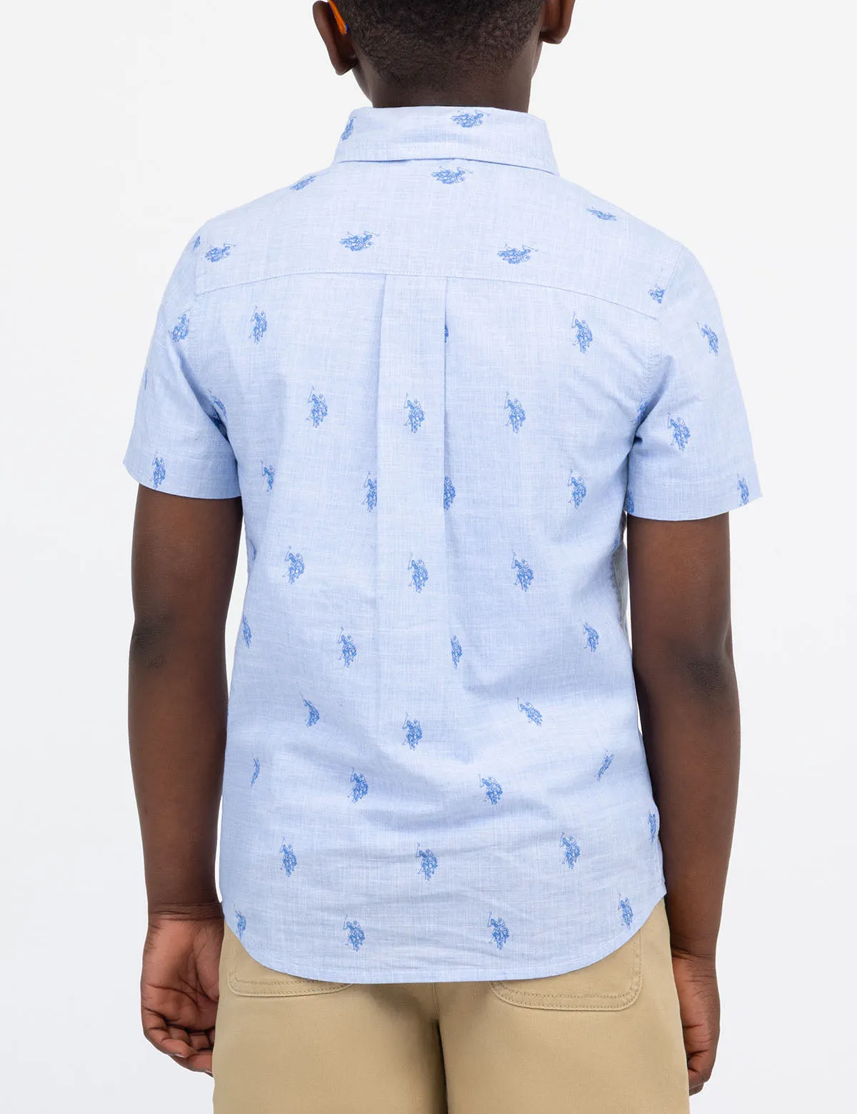 BOYS ALL OVER LOGO PRINT WEAVE SHIRT sold by U.S. Polo Assn. product image thumbnail 4