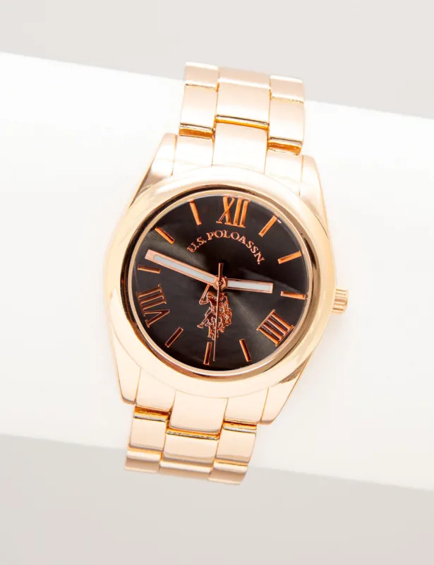 LADIES ROSE GOLD BRACELET WATCH WITH BLACK DIAL sold by U.S. Polo Assn.