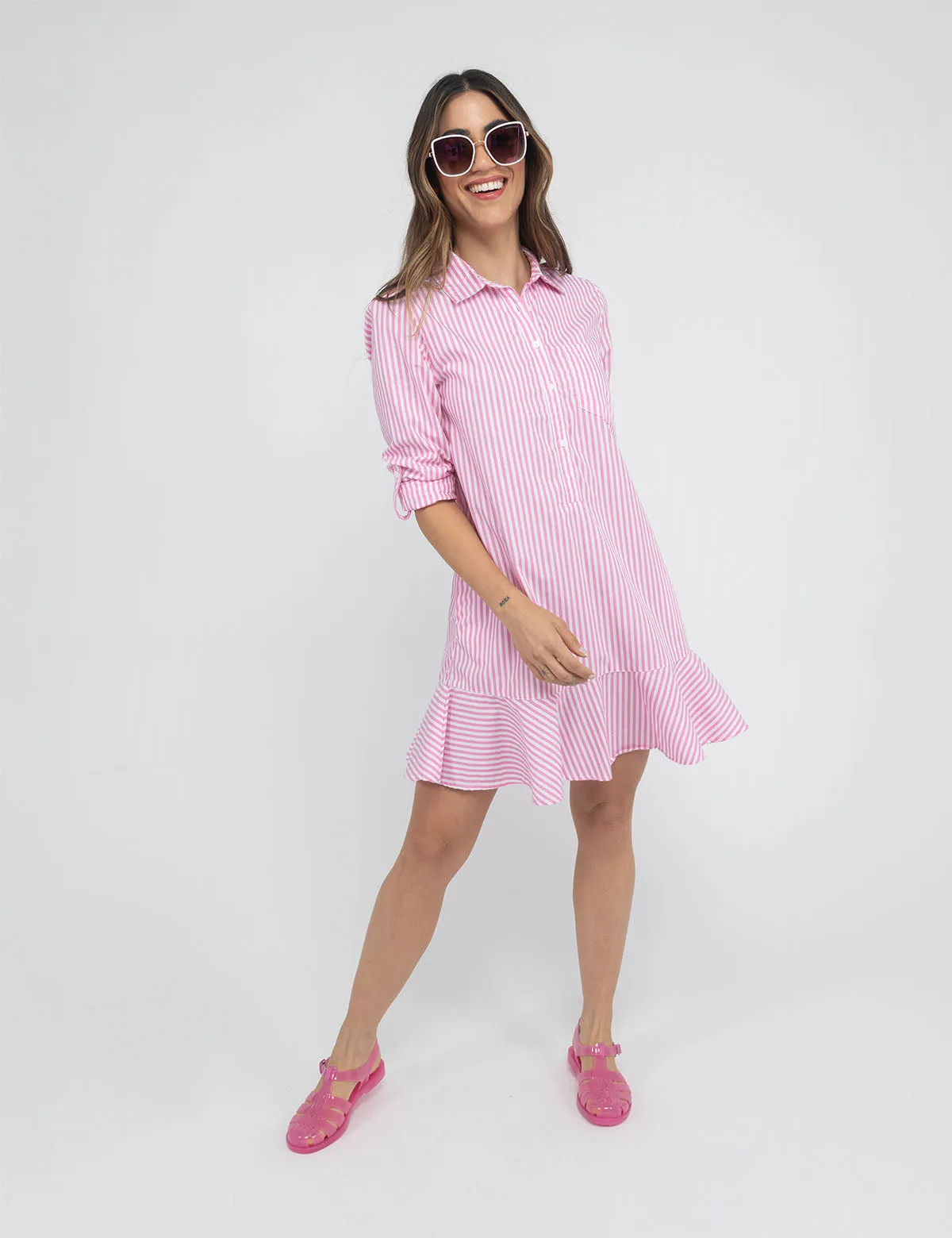 STRIPED DROP PEPLUM SHIRT DRESS sold by U.S. Polo Assn.