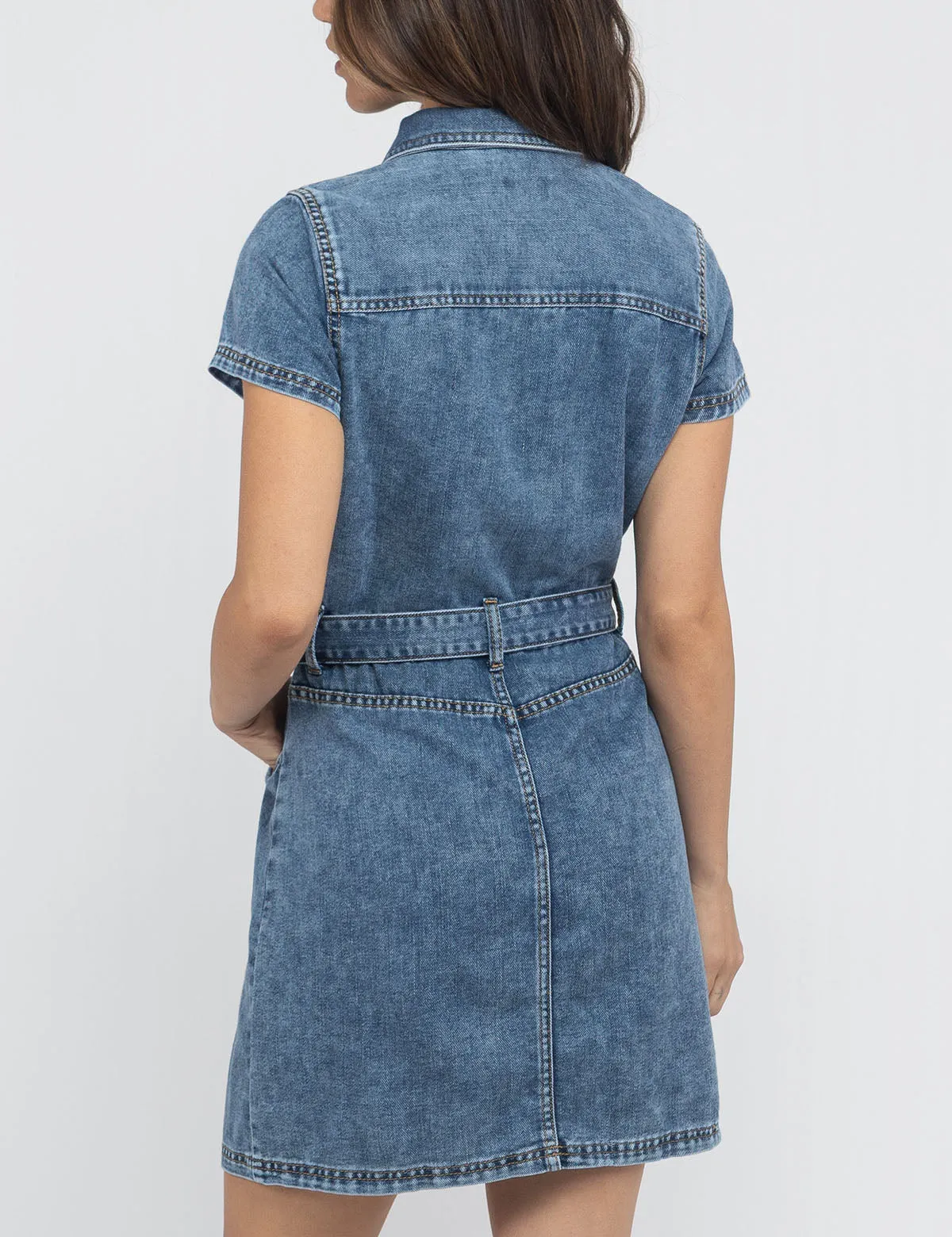 SHORT SLEEVE BELTED DENIM DRESS sold by U.S. Polo Assn. product image thumbnail 4