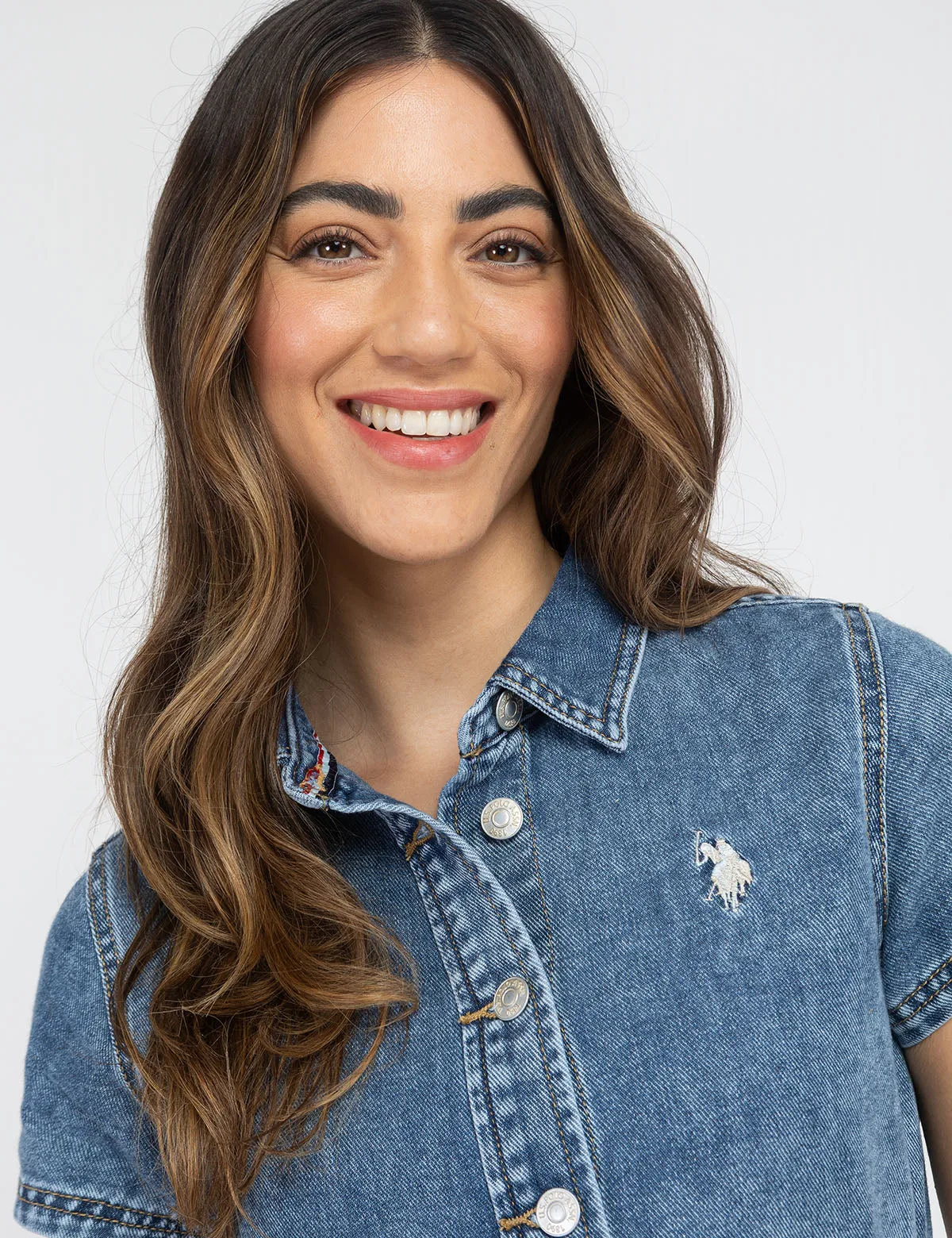 SHORT SLEEVE BELTED DENIM DRESS sold by U.S. Polo Assn. product image thumbnail 3