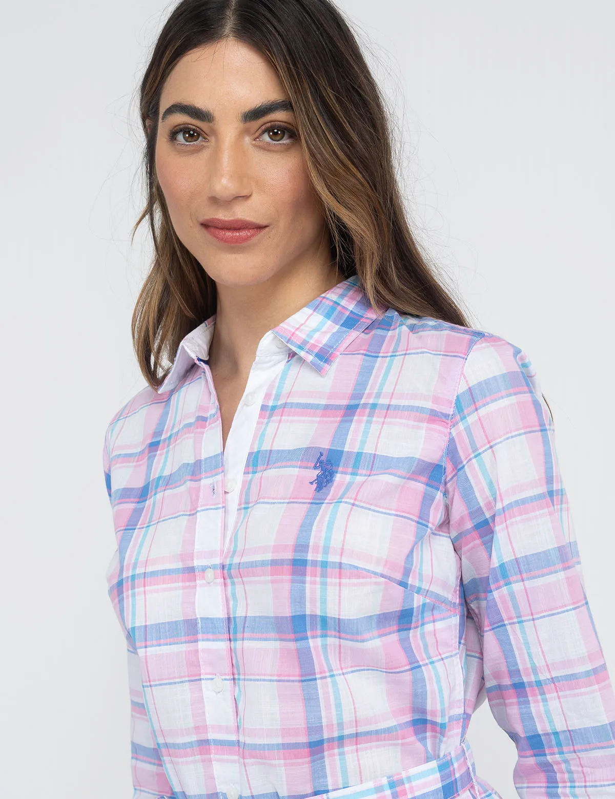 LONG SLEEVE PLAID SHIRT DRESS sold by U.S. Polo Assn. product image thumbnail 5