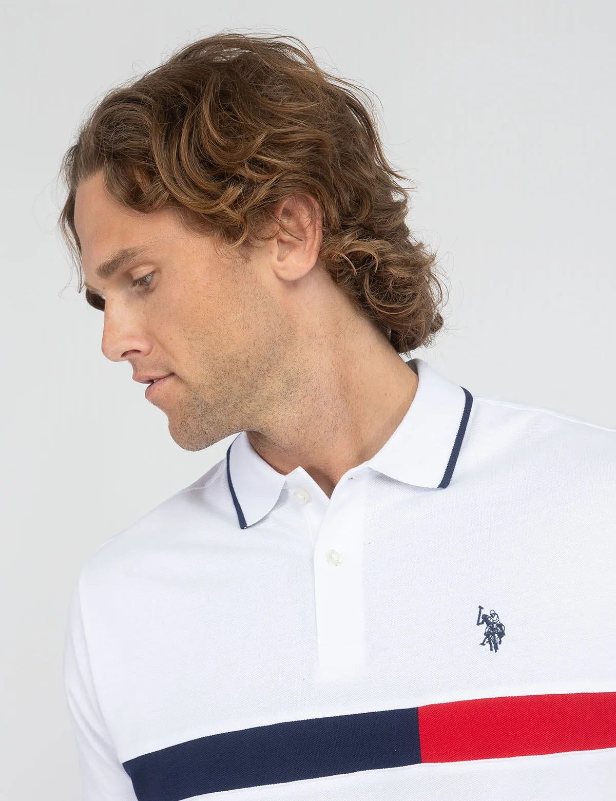 COLOR BLOCK CHEST STRIPE PIQUE POLO SHIRT sold by U.S. Polo Assn. product image thumbnail 3