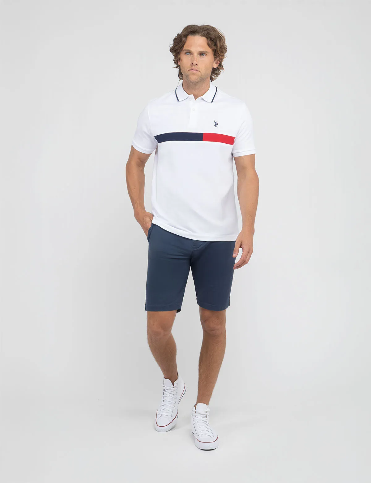 COLOR BLOCK CHEST STRIPE PIQUE POLO SHIRT sold by U.S. Polo Assn. product image thumbnail 2