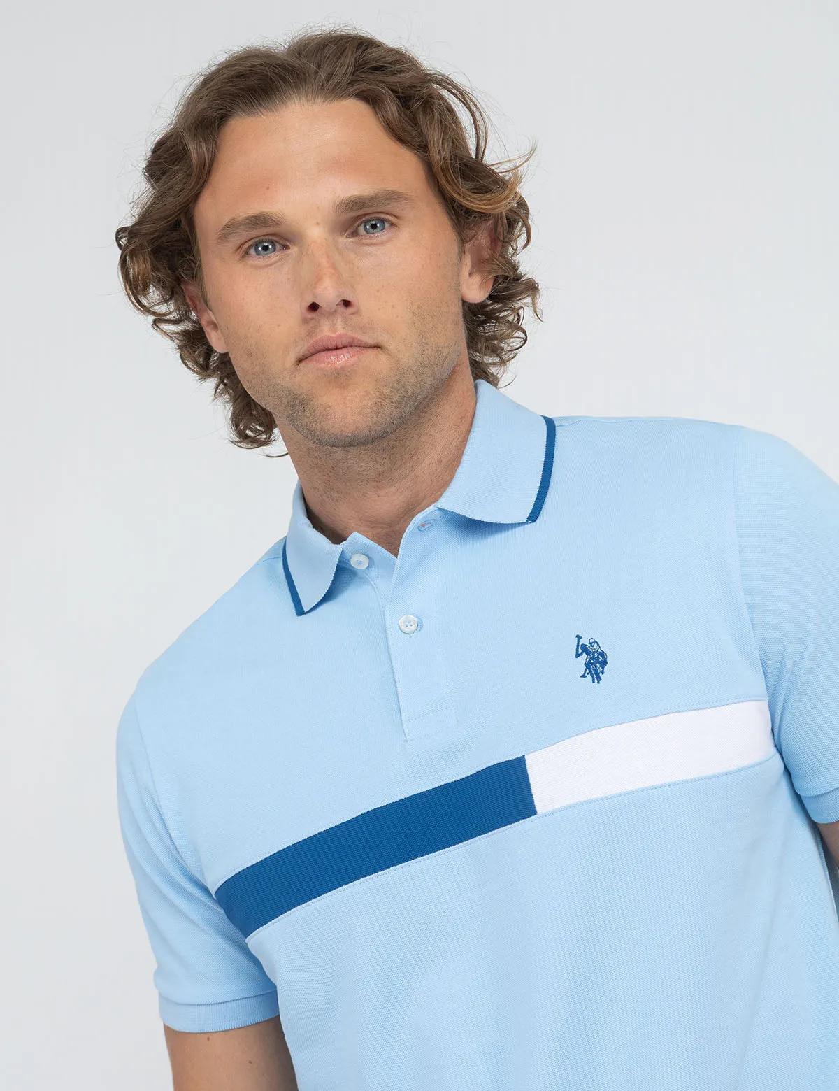 COLOR BLOCK CHEST STRIPE PIQUE POLO SHIRT sold by U.S. Polo Assn. product image thumbnail 4