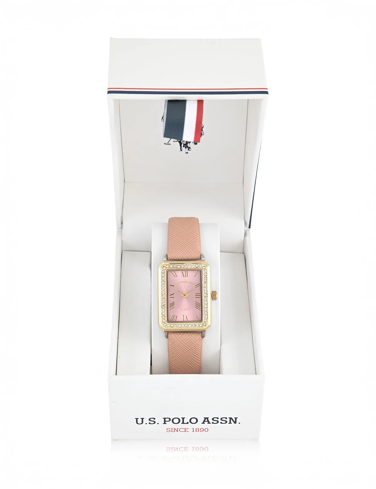 LADIES SQUARE FACE PINK STRAP WATCH WITH GOLD ACCENT sold by U.S. Polo Assn. product image thumbnail 2