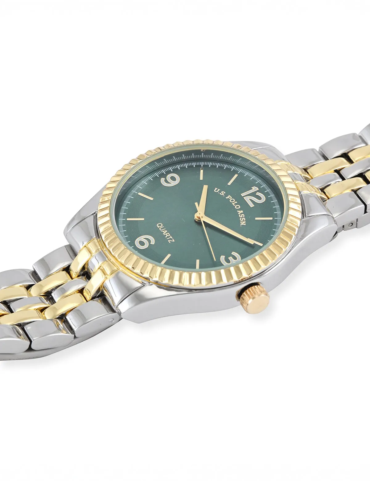 MENS TWO TONE SILVER AND GOLD WATCH WITH GREEN FACE sold by U.S. Polo Assn. product image thumbnail 4