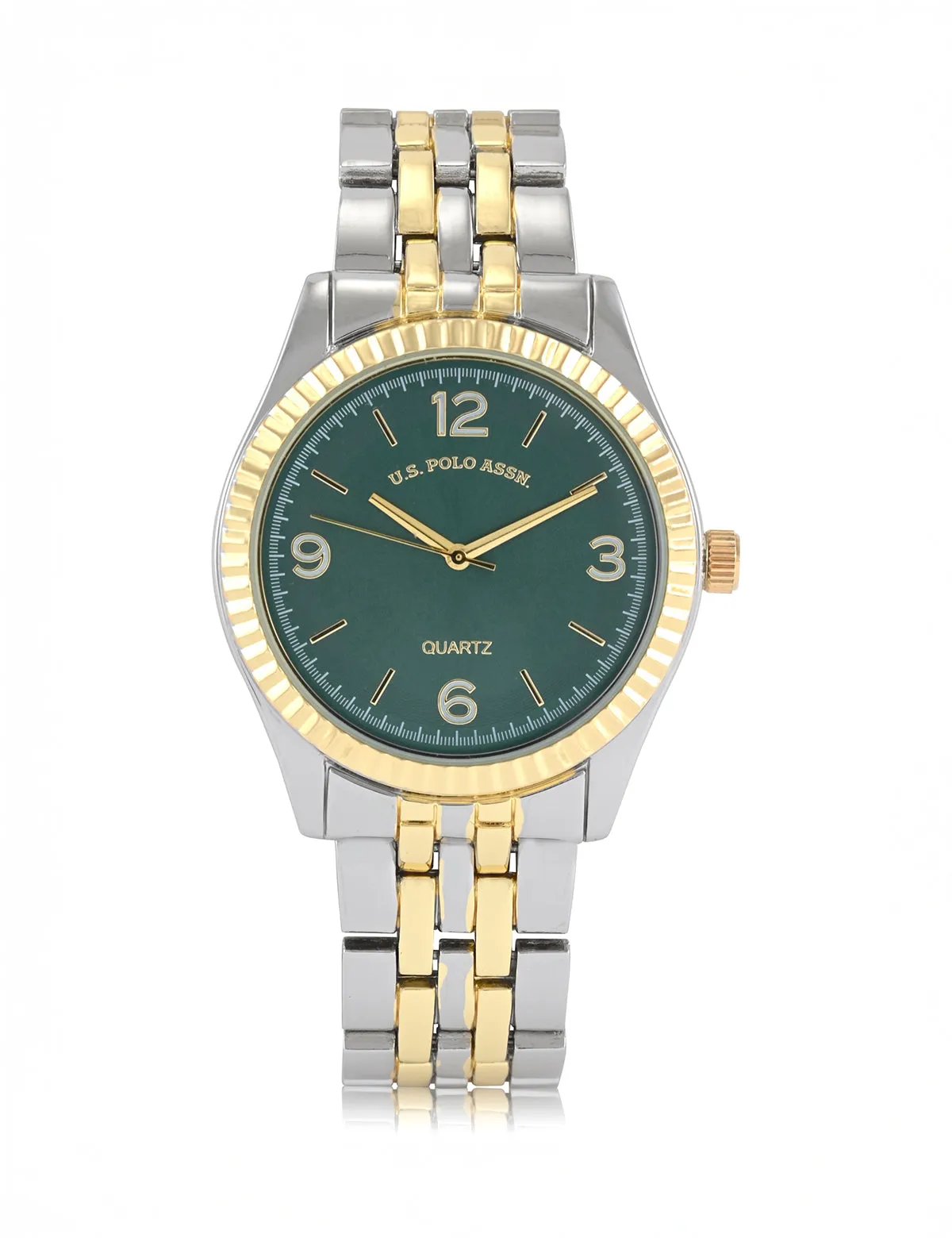 MENS TWO TONE SILVER AND GOLD WATCH WITH GREEN FACE sold by U.S. Polo Assn. product image thumbnail 3
