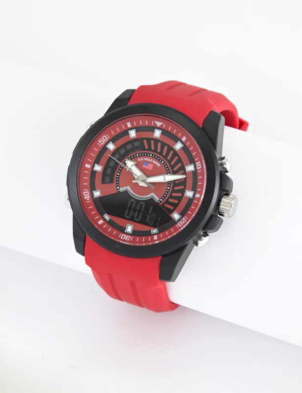 MENS RED STRAP ANADIGI WATCH sold by U.S. Polo Assn.