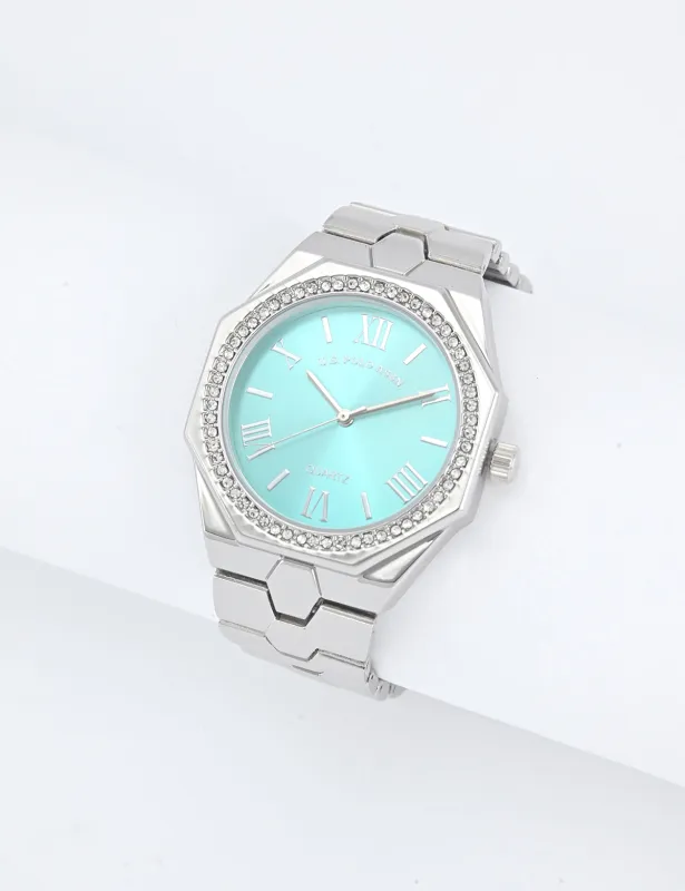 LADIES SILVER LINK WATCH WITH BLUE FACE sold by U.S. Polo Assn.
