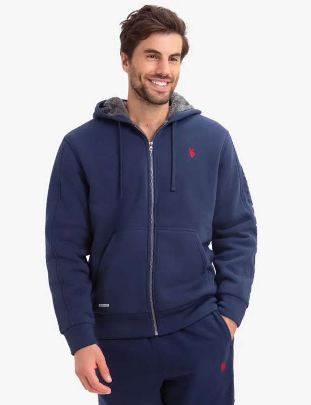 U.S. POLO ASSN. FAUX SHEARLING LINED EMBOSSED HOODIE sold by U.S. Polo Assn.