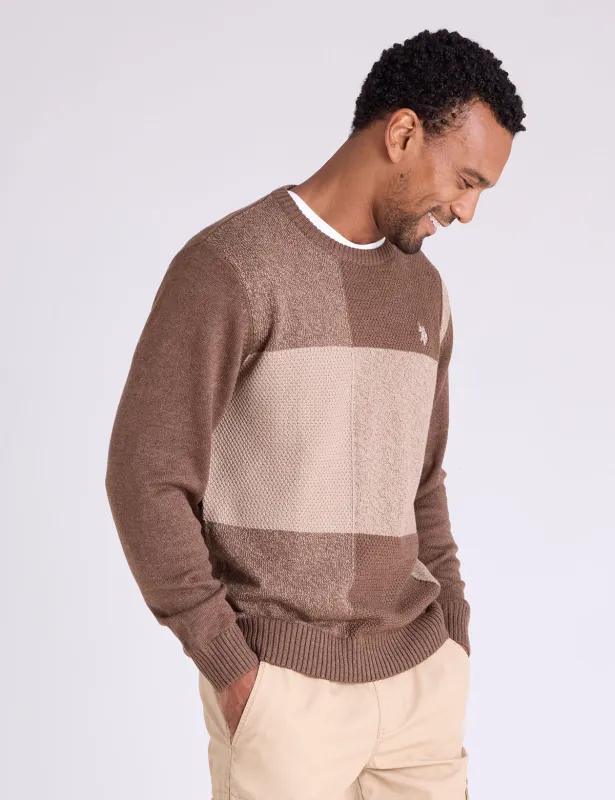 PATCHWORK CREW NECK SWEATER sold by U.S. Polo Assn.