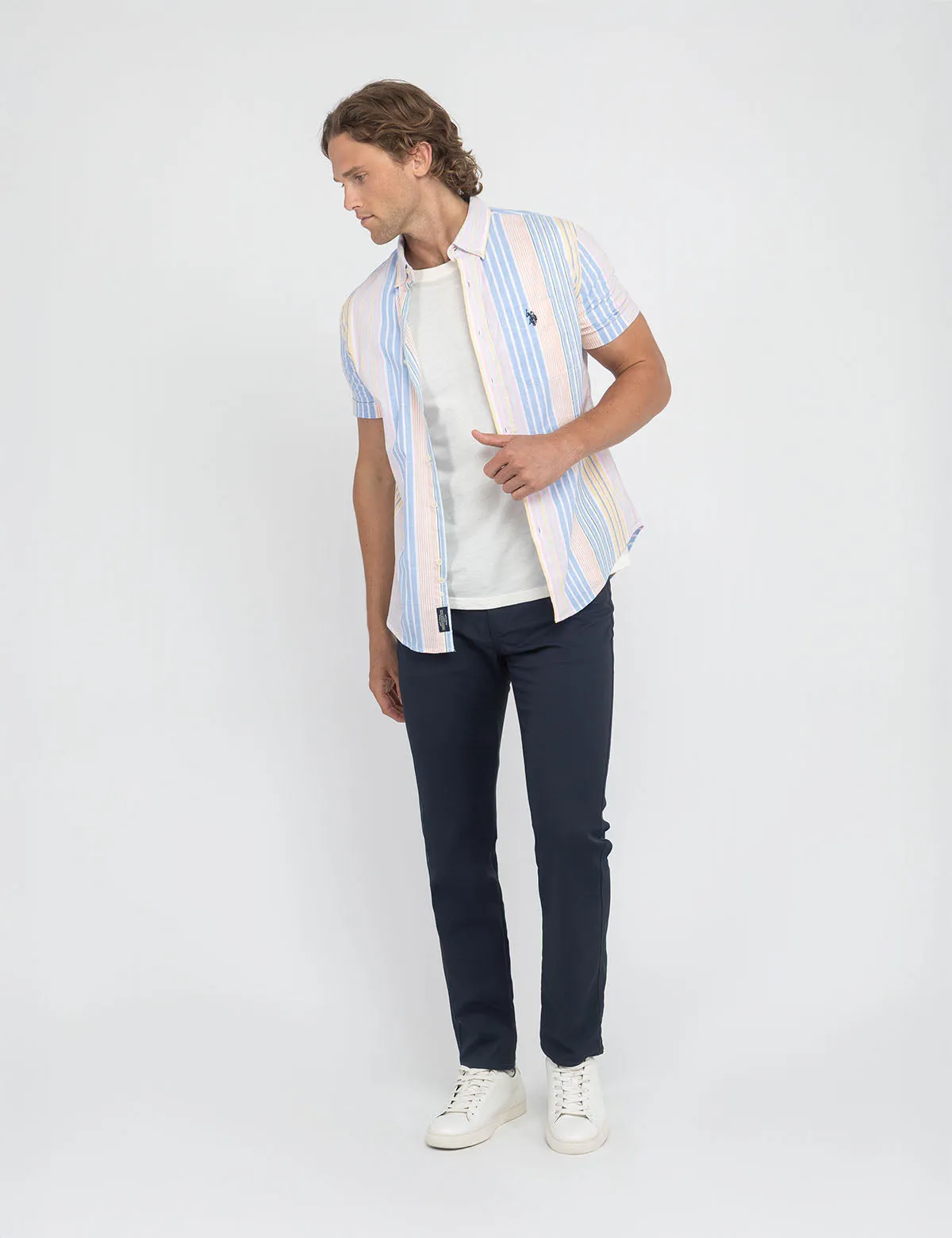 SHORT SLEEVE MULTI VERTICAL STRIPE SHIRT sold by U.S. Polo Assn.