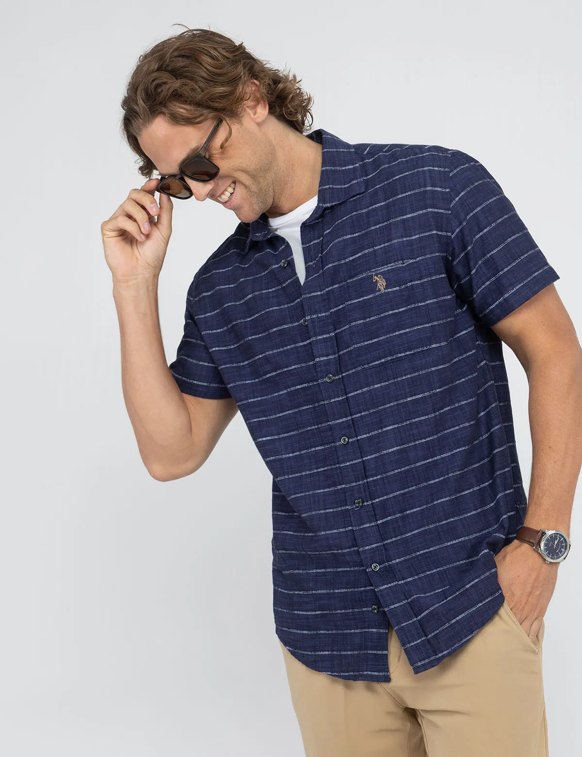 WHITE LABEL SLUB POPLIN DOBBY WOVEN SHIRT sold by U.S. Polo Assn.