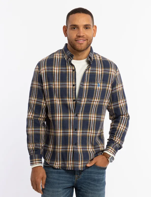 WARM PLAID PEACHED TWILL LONG SLEEVE SHIRT sold by U.S. Polo Assn.