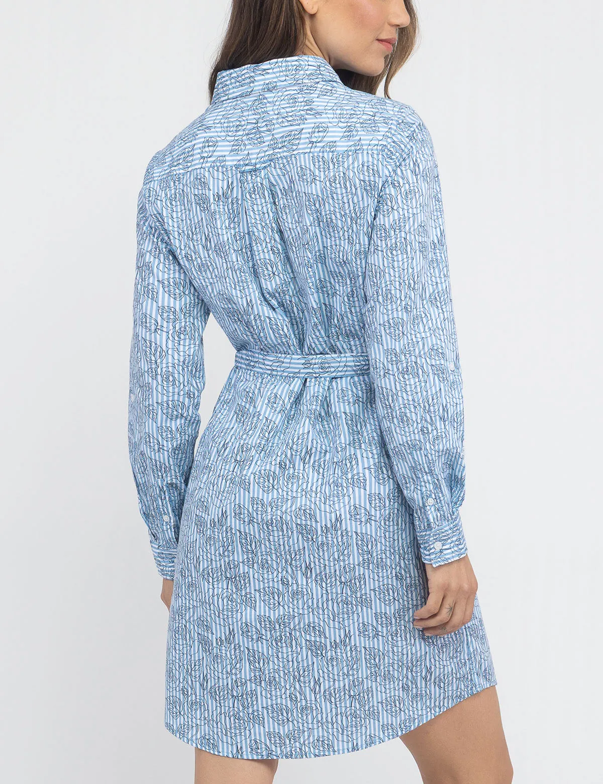 PRINTED FLORAL STRIPE POPLIN SHIRT DRESS sold by U.S. Polo Assn. product image thumbnail 5