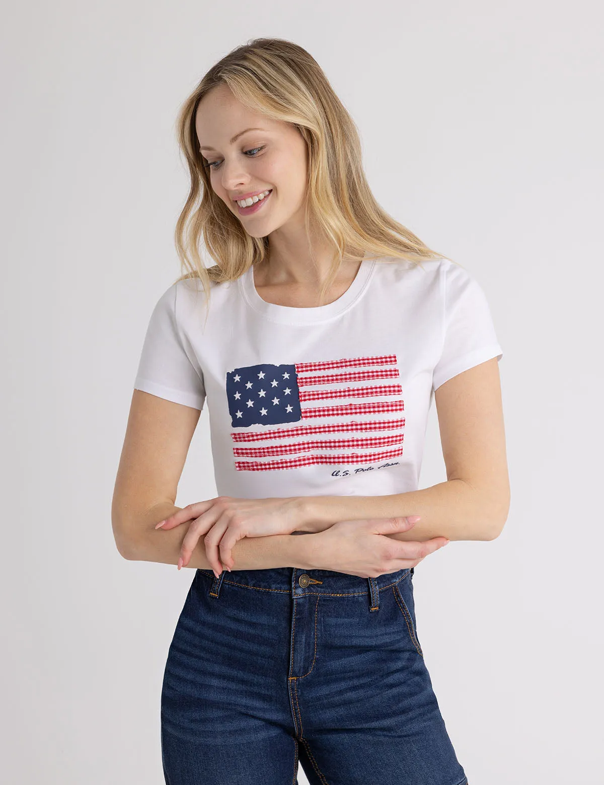 PATCH WORK FLAG SCOOP T-SHIRT sold by U.S. Polo Assn.