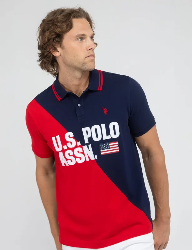 DIAGONAL COLOR BLOCK PIQUE POLO SHIRT sold by U.S. Polo Assn.