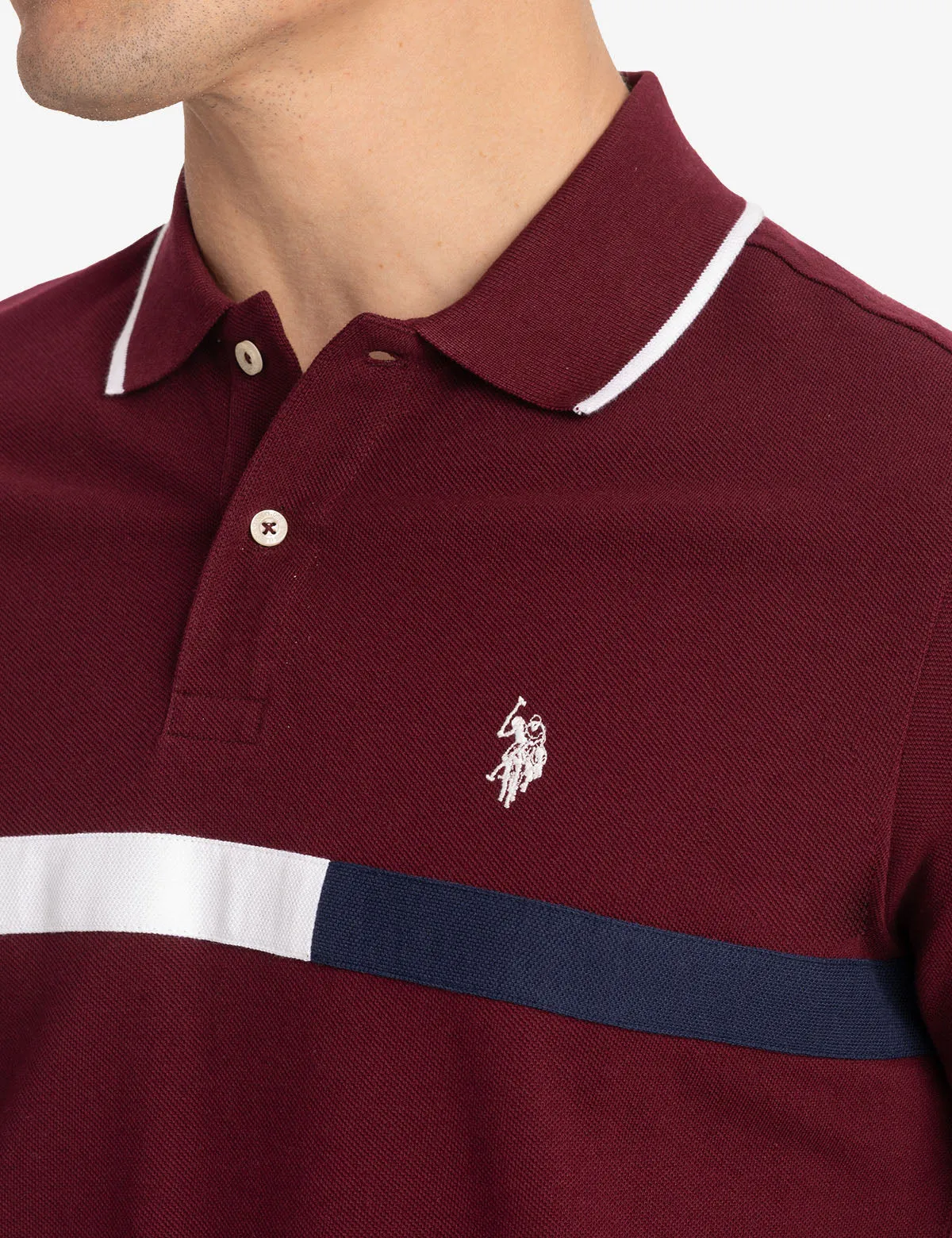 COLOR BLOCK CHEST STRIPE PIQUE POLO SHIRT sold by U.S. Polo Assn. product image thumbnail 4