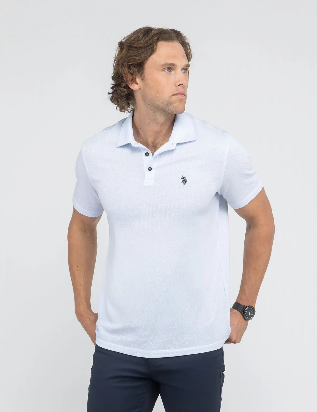 WHITE LABEL JACQUARD POLO SHIRT sold by U.S. Polo Assn.