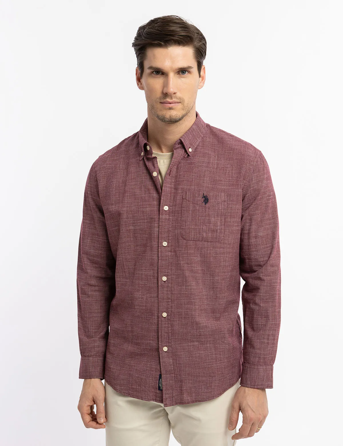 SLUB POPLIN WEAVE LONG SLEEVE SHIRT sold by U.S. Polo Assn. product image thumbnail 5