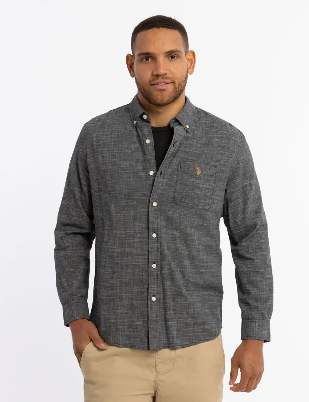 SLUB POPLIN WEAVE LONG SLEEVE SHIRT sold by U.S. Polo Assn.