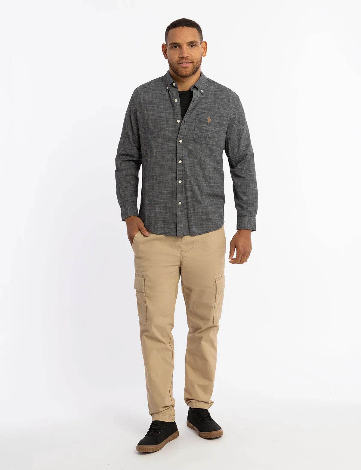 SLUB POPLIN WEAVE LONG SLEEVE SHIRT sold by U.S. Polo Assn. product image thumbnail 3