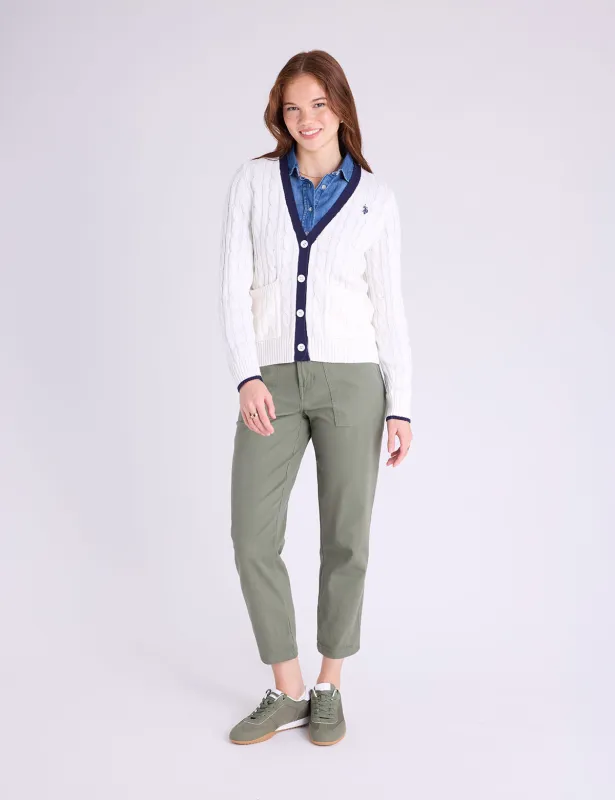 CABLE BUTTON FRONT CARDIGAN sold by U.S. Polo Assn.